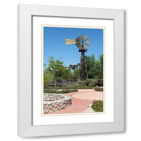 Windmill in the Will Looney Legacy Park at the Museum of South Texas History in Edinburg, TX White Modern Wood Framed Art Print with Double Matting by Highmith, Carol