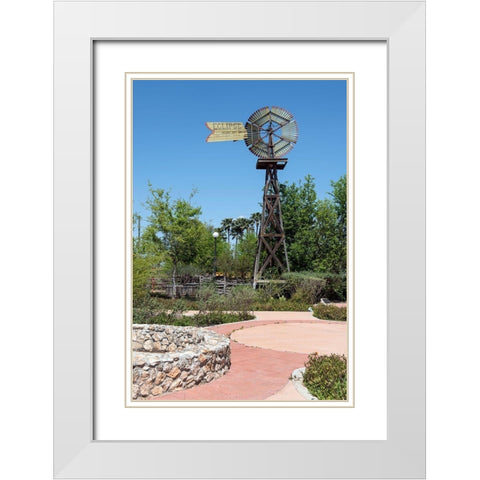 Windmill in the Will Looney Legacy Park at the Museum of South Texas History in Edinburg, TX White Modern Wood Framed Art Print with Double Matting by Highmith, Carol