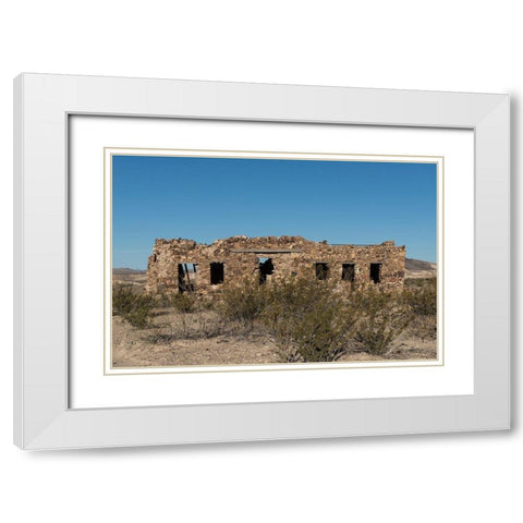 Remnants of an old stone house in the small settlement of Terlingua, in Brewster County, TX White Modern Wood Framed Art Print with Double Matting by Highmith, Carol