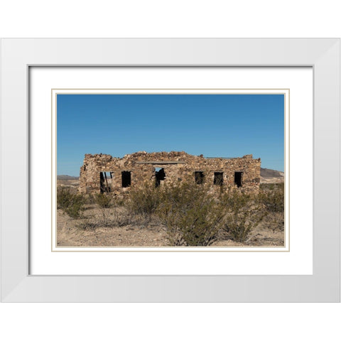 Remnants of an old stone house in the small settlement of Terlingua, in Brewster County, TX White Modern Wood Framed Art Print with Double Matting by Highmith, Carol