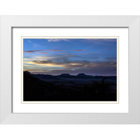 Sunset over the low mountains in the rugged terrain north of Big Bend National Park in the Trans-Pe White Modern Wood Framed Art Print with Double Matting by Highmith, Carol