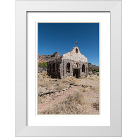 Abandoned movie set along the Rio Grande River in Big Bend Ranch State Park in lower Brewster County White Modern Wood Framed Art Print with Double Matting by Highmith, Carol
