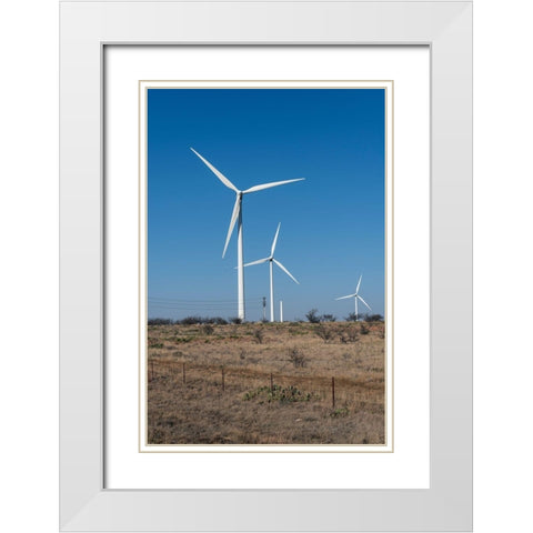 Wind turbines in Shackelford County, TX, northeast of Abilene White Modern Wood Framed Art Print with Double Matting by Highmith, Carol
