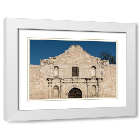Doorway to the Alamo, an 18th-century mission church in San Antonio, TX White Modern Wood Framed Art Print with Double Matting by Highmith, Carol