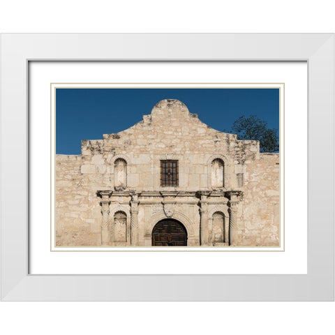 Doorway to the Alamo, an 18th-century mission church in San Antonio, TX White Modern Wood Framed Art Print with Double Matting by Highmith, Carol