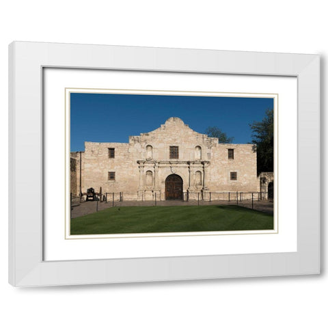 Doorway to the Alamo, an 18th-century mission church in San Antonio, TX White Modern Wood Framed Art Print with Double Matting by Highmith, Carol