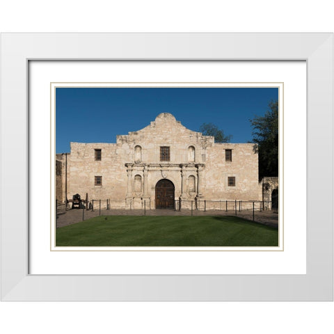 Doorway to the Alamo, an 18th-century mission church in San Antonio, TX White Modern Wood Framed Art Print with Double Matting by Highmith, Carol