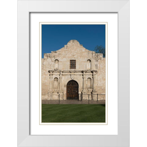 Doorway to the Alamo, an 18th-century mission church in San Antonio, TX White Modern Wood Framed Art Print with Double Matting by Highmith, Carol
