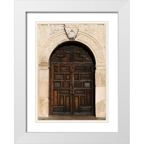 Doorway to the Alamo, an 18th-century mission church in San Antonio, TX White Modern Wood Framed Art Print with Double Matting by Highmith, Carol