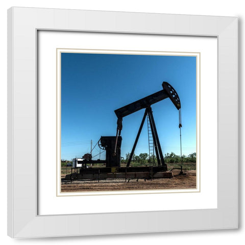 A pumpjack in Wichita County, TX White Modern Wood Framed Art Print with Double Matting by Highmith, Carol