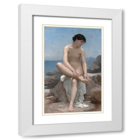 The Bather, 1879 White Modern Wood Framed Art Print with Double Matting by Bouguereau, William-Adolphe