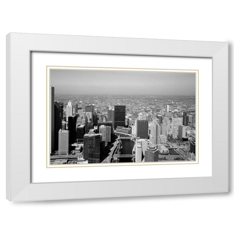 Aerial view of skyline Chicago Illinois White Modern Wood Framed Art Print with Double Matting by Highsmith, Carol