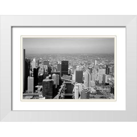 Aerial view of skyline Chicago Illinois White Modern Wood Framed Art Print with Double Matting by Highsmith, Carol