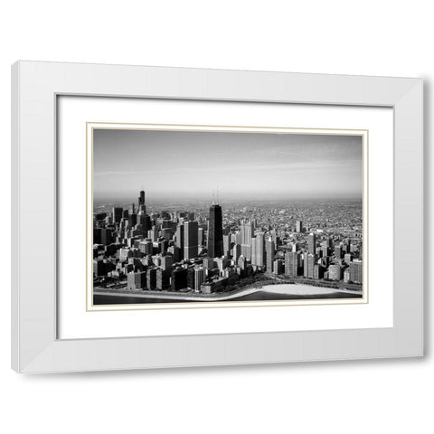Aerial view of lakeshore Chicago Illinois White Modern Wood Framed Art Print with Double Matting by Highsmith, Carol