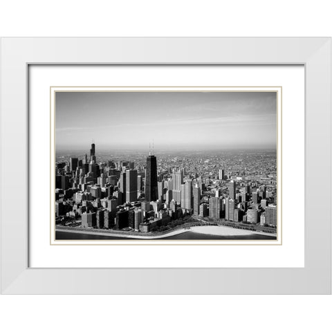 Aerial view of lakeshore Chicago Illinois White Modern Wood Framed Art Print with Double Matting by Highsmith, Carol