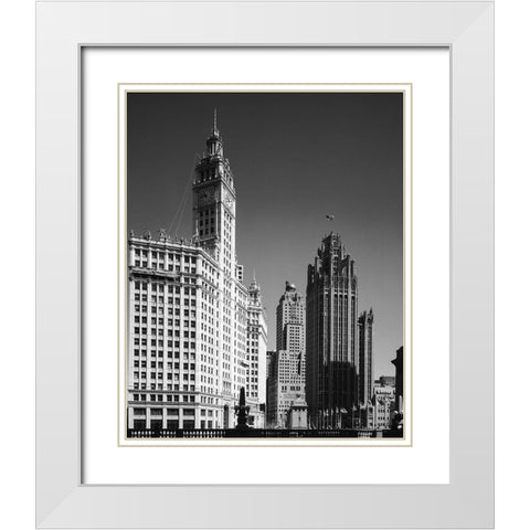 Landmark skyscrapers Chicago Illinois White Modern Wood Framed Art Print with Double Matting by Highsmith, Carol