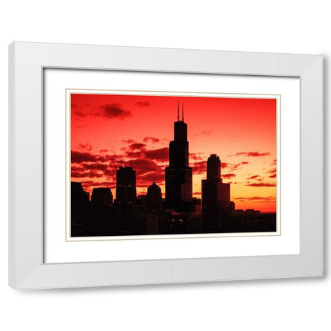 Chicago silhouette Chicago Illinois White Modern Wood Framed Art Print with Double Matting by Highsmith, Carol