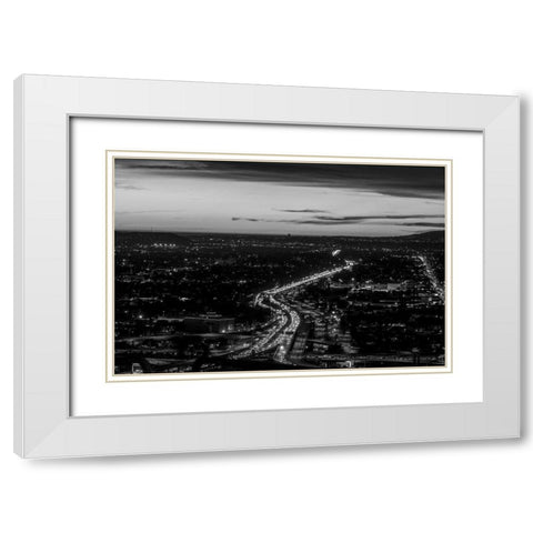 Looking north over the U.S. 101 (Hollywood) Freeway Los Angeles California White Modern Wood Framed Art Print with Double Matting by Highsmith, Carol
