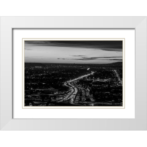 Looking north over the U.S. 101 (Hollywood) Freeway Los Angeles California White Modern Wood Framed Art Print with Double Matting by Highsmith, Carol
