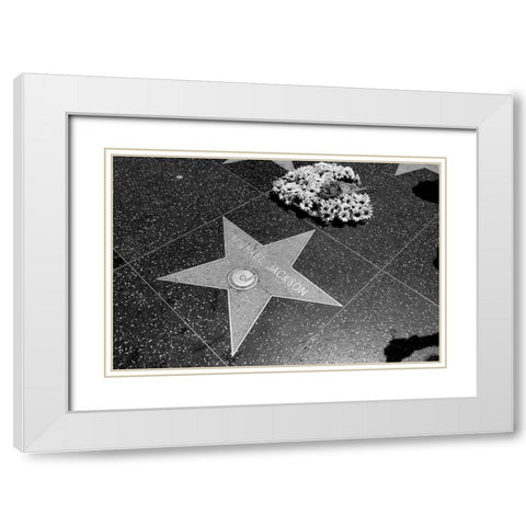 Michael Jacksons star on the Hollywood Walk of Fame Los Angeles California White Modern Wood Framed Art Print with Double Matting by Highsmith, Carol