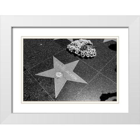 Michael Jacksons star on the Hollywood Walk of Fame Los Angeles California White Modern Wood Framed Art Print with Double Matting by Highsmith, Carol