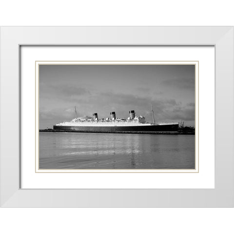 Queen Mary ship Long Beach California White Modern Wood Framed Art Print with Double Matting by Highsmith, Carol