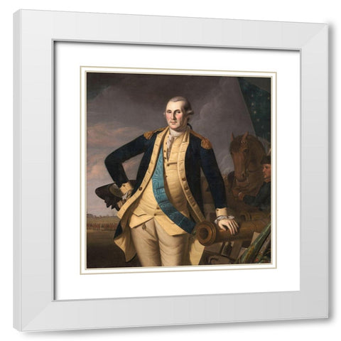 George Washington at the Battle of Princeton White Modern Wood Framed Art Print with Double Matting by Peale, Charles Willson