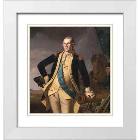 George Washington at the Battle of Princeton White Modern Wood Framed Art Print with Double Matting by Peale, Charles Willson