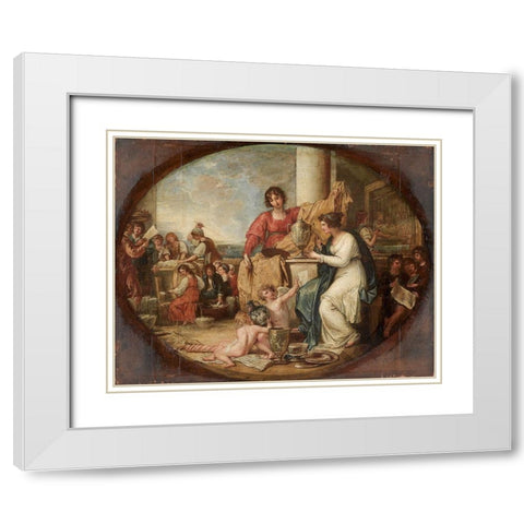 British Manufactory A Sketch White Modern Wood Framed Art Print with Double Matting by West, Benjamin