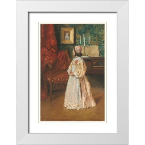 Portrait of My Daughter Alice White Modern Wood Framed Art Print with Double Matting by Chase, William Merritt