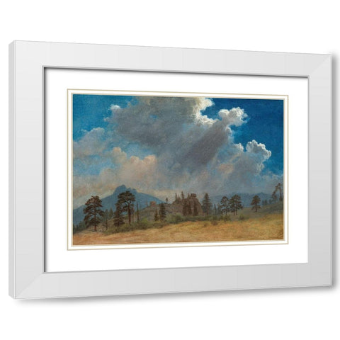 Fir Trees and Storm Clouds White Modern Wood Framed Art Print with Double Matting by Bierstadt, Albert