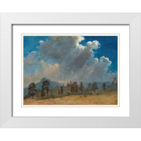 Fir Trees and Storm Clouds White Modern Wood Framed Art Print with Double Matting by Bierstadt, Albert