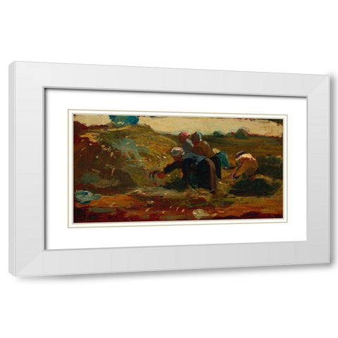 Women Working in a Field White Modern Wood Framed Art Print with Double Matting by Homer, Winslow