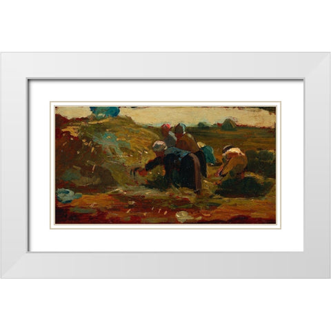 Women Working in a Field White Modern Wood Framed Art Print with Double Matting by Homer, Winslow
