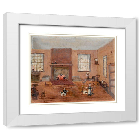In the Kitchen White Modern Wood Framed Art Print with Double Matting by Case, Frank E