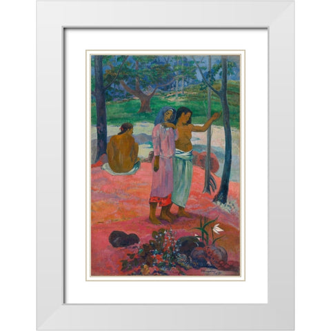 The Call White Modern Wood Framed Art Print with Double Matting by Gauguin, Paul