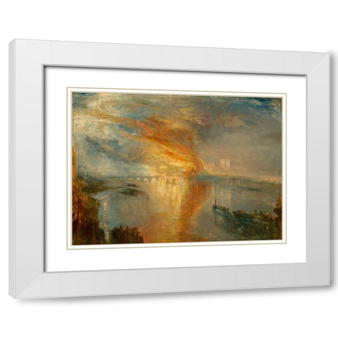 The Burning of the Houses of Lords and Commons 16 October 1834 White Modern Wood Framed Art Print with Double Matting by Turner, Joseph Mallord William