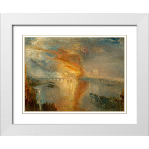 The Burning of the Houses of Lords and Commons 16 October 1834 White Modern Wood Framed Art Print with Double Matting by Turner, Joseph Mallord William