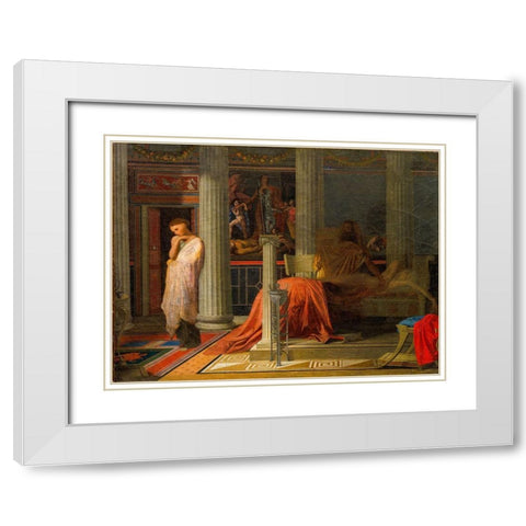 Antiochus and Stratonice White Modern Wood Framed Art Print with Double Matting by Ingres, Jean Auguste Dominique