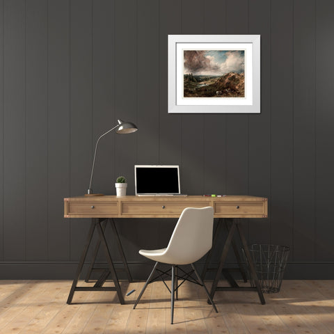 Branch Hill Pond, Hampstead White Modern Wood Framed Art Print with Double Matting by Constable, John