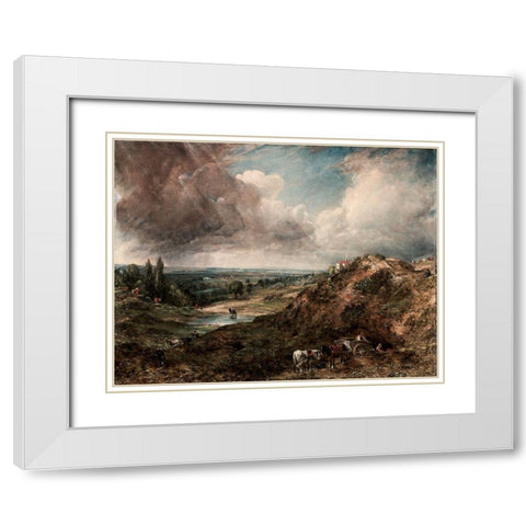 Branch Hill Pond, Hampstead White Modern Wood Framed Art Print with Double Matting by Constable, John