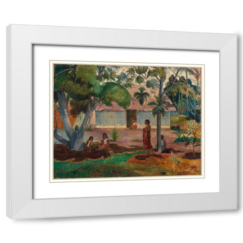 The Large Tree White Modern Wood Framed Art Print with Double Matting by Gauguin, Paul