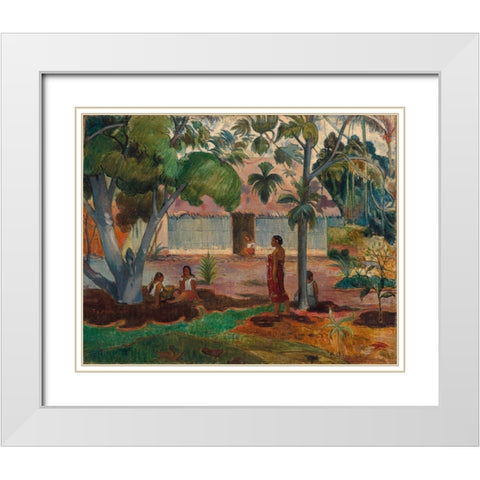 The Large Tree White Modern Wood Framed Art Print with Double Matting by Gauguin, Paul