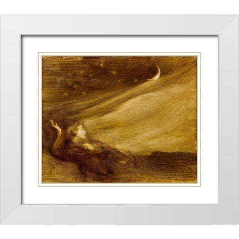 The Contemplator White Modern Wood Framed Art Print with Double Matting by Carriere, Eugene