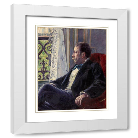 Portrait of a Man White Modern Wood Framed Art Print with Double Matting by Caillebotte, Gustave