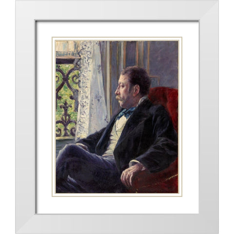 Portrait of a Man White Modern Wood Framed Art Print with Double Matting by Caillebotte, Gustave