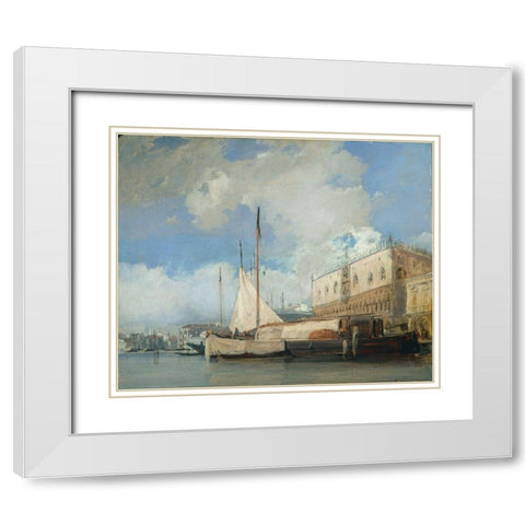 The Doges Palace, Venice White Modern Wood Framed Art Print with Double Matting by Bonington, Richard Parkes