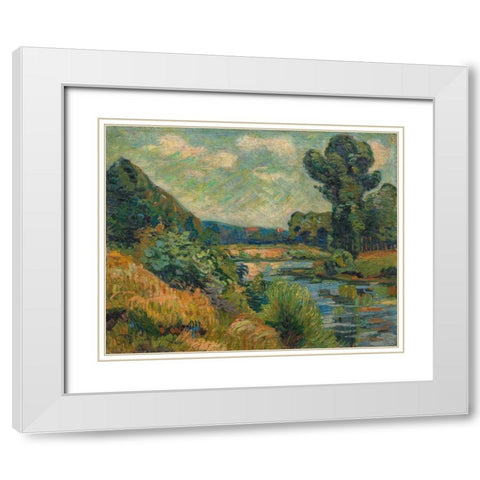 The Banks of the Marne at Charenton White Modern Wood Framed Art Print with Double Matting by Guillaumin, Armand