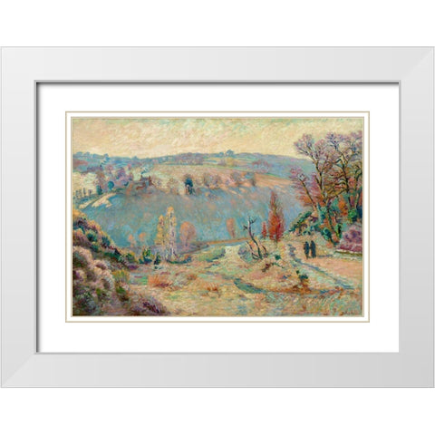 Valley of the Sedelle at Pont Charraud White Frost White Modern Wood Framed Art Print with Double Matting by Guillaumin, Armand