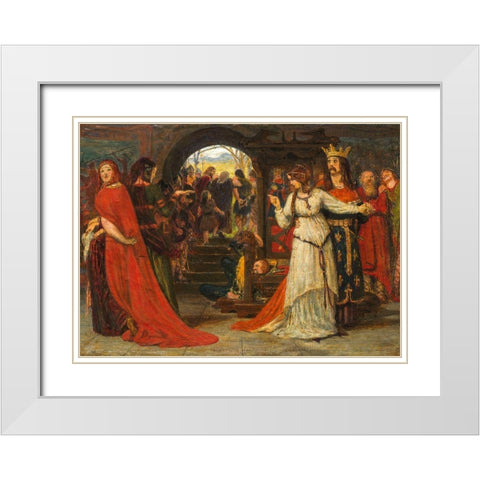 Cordelia Parting from her Sisters White Modern Wood Framed Art Print with Double Matting by Brown, Ford Madox